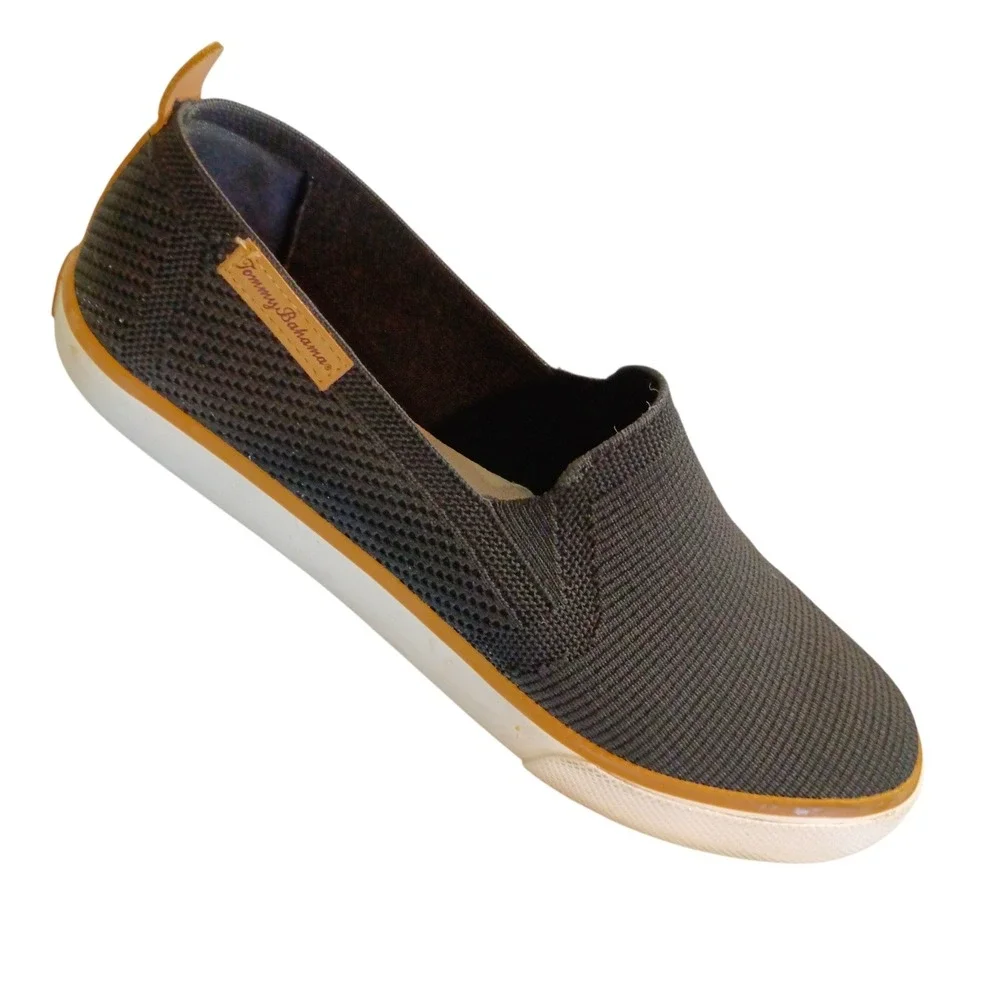 Tommy Bahama Womens Mesh Slip On Sneakers Charcoal Grey Comfort Flats Size 9